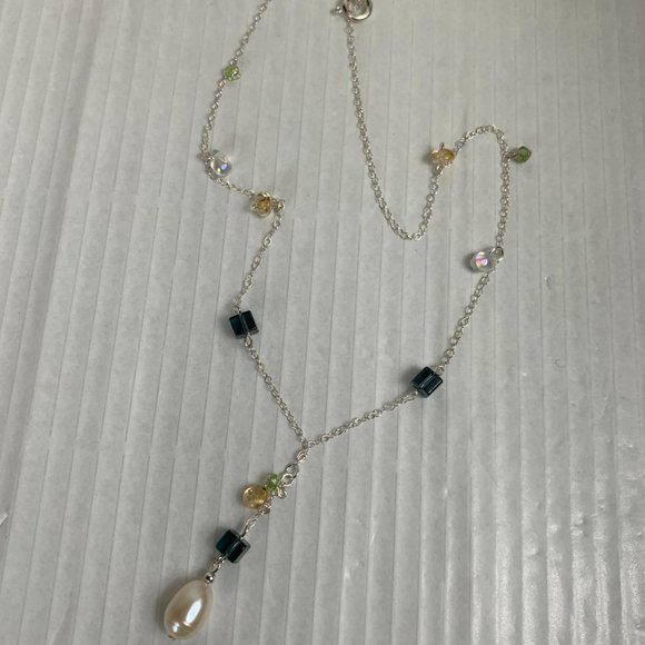 NWOT 16" Real Gems Pearl and Real Silver (not plated) Tassel Necklace - Picture 4 of 5